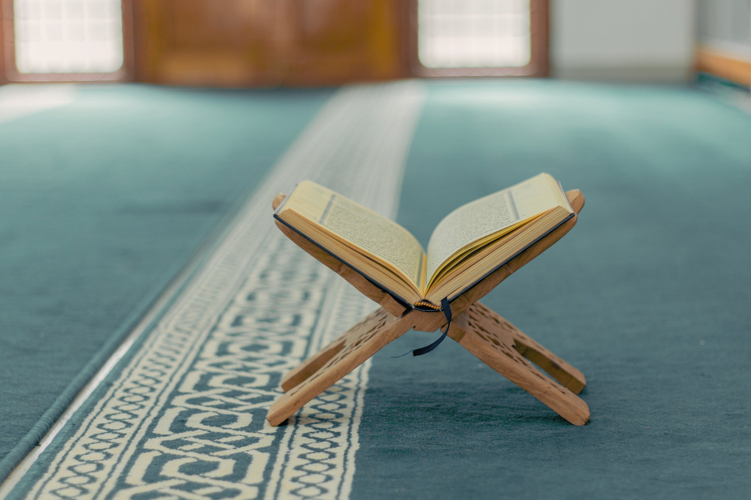 Holy Quran kept in the Mosque. Islamic background.